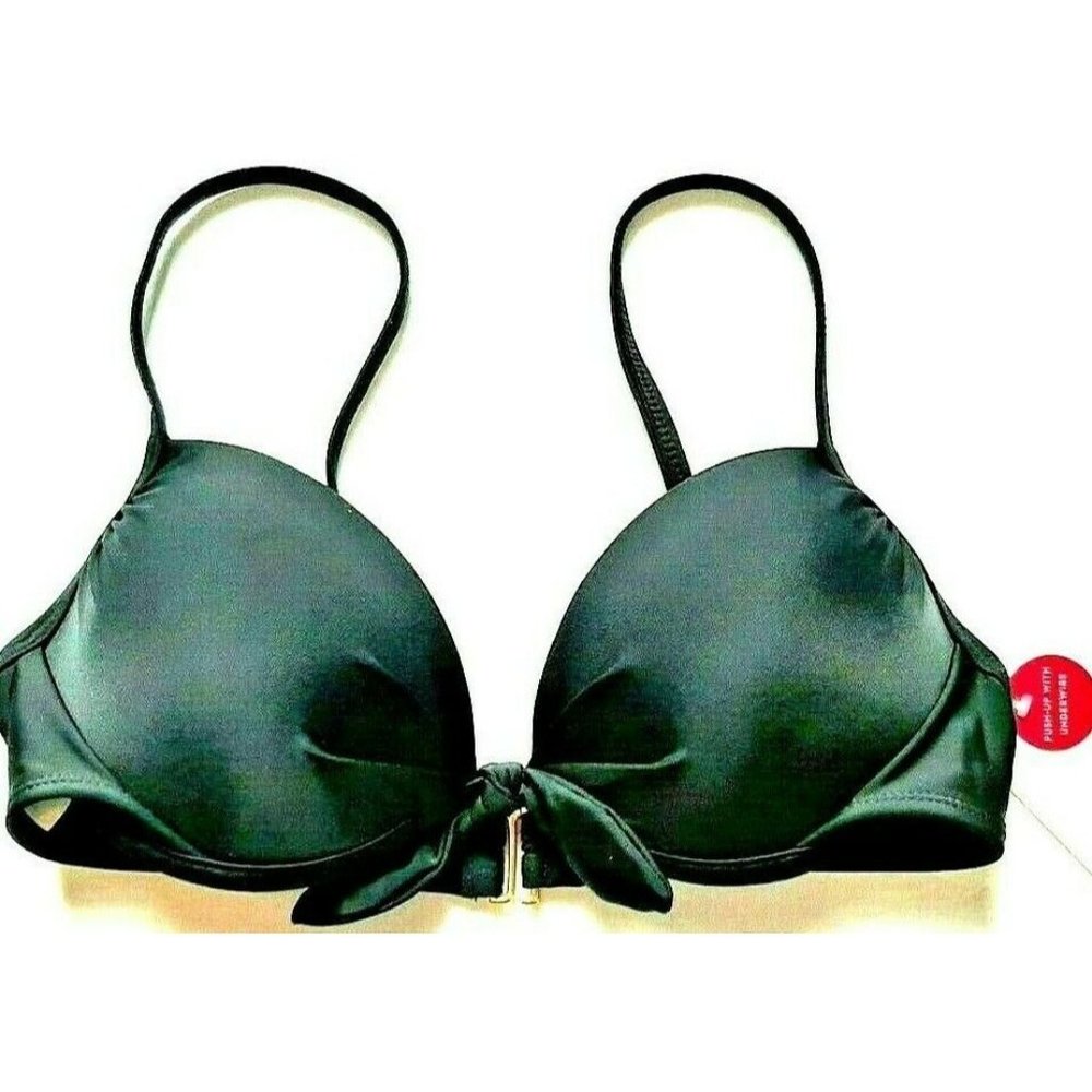 Medium Jr 7-9 Black Push-Up Swim Suit Bra Underwire Top Only NEW Tags